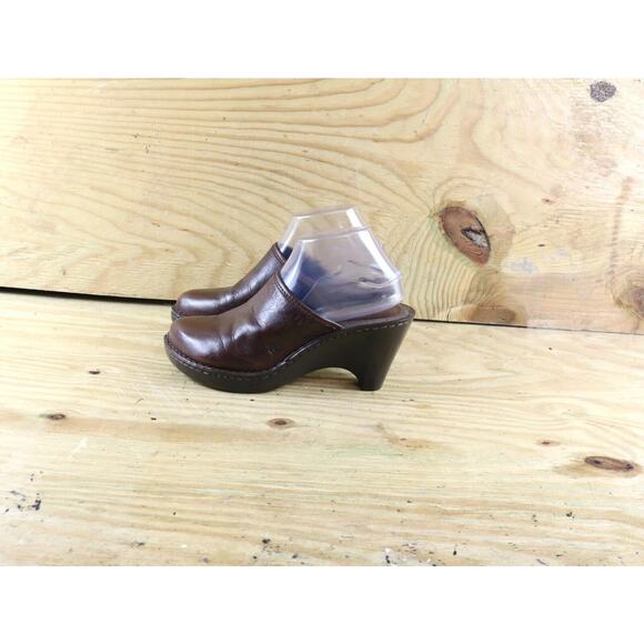New Born Shoes Womens Sz 9 Brown Soft Leather 39 Mules Clogs Wedge Slip Ons - Picture 1 of 11